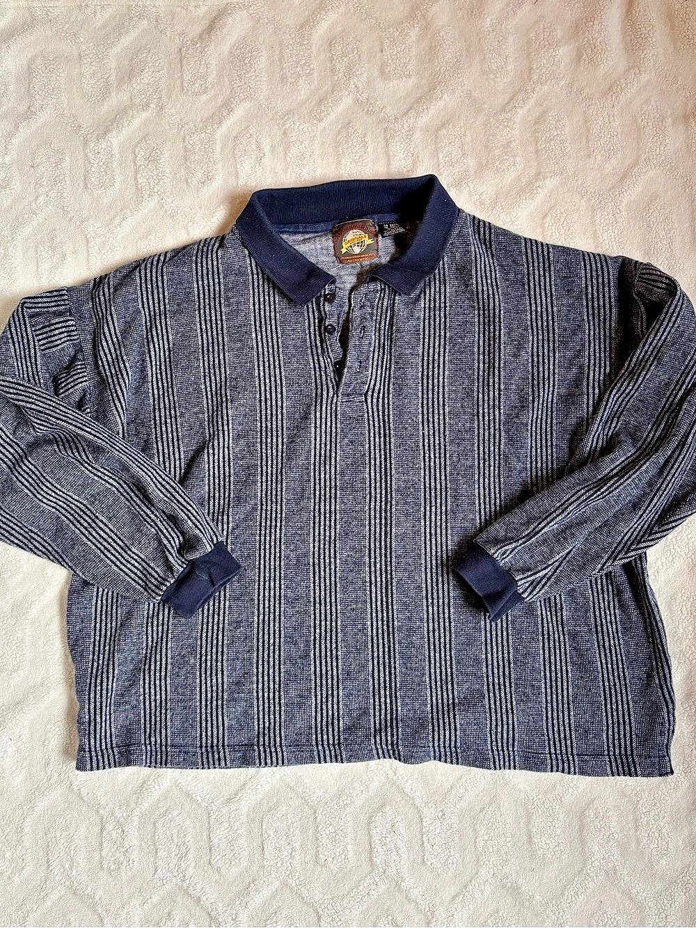 Vintage Adventure Bound Striped Long Sleeve Polo